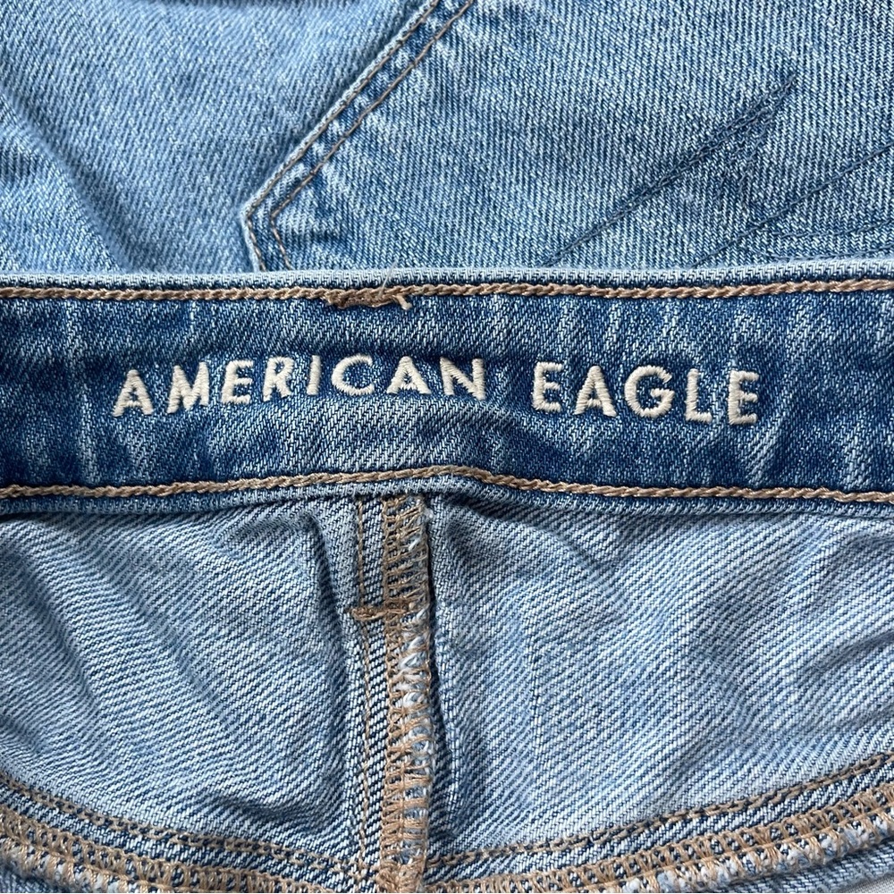 American Eagle Distressed Patchwork Mom Straight … - image 6